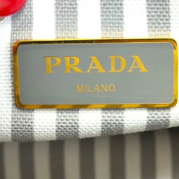 Prada Canapa RARE Slate Gray/Blue Small Tote Original Strap w/ COA - Picture 13 of 15